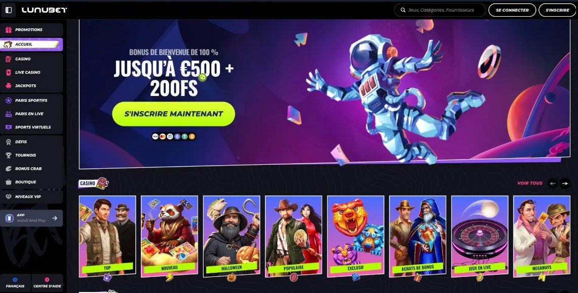 Lunubet Casino: Guide complet – Machines à sous, casinos en direct et promotions exclusives