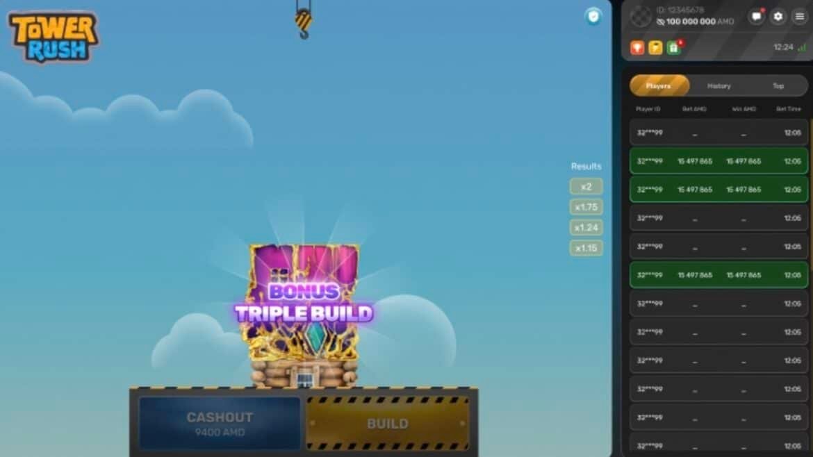 Tower Rush – Jeu de casino unique mêlant stratégie et gros gains.